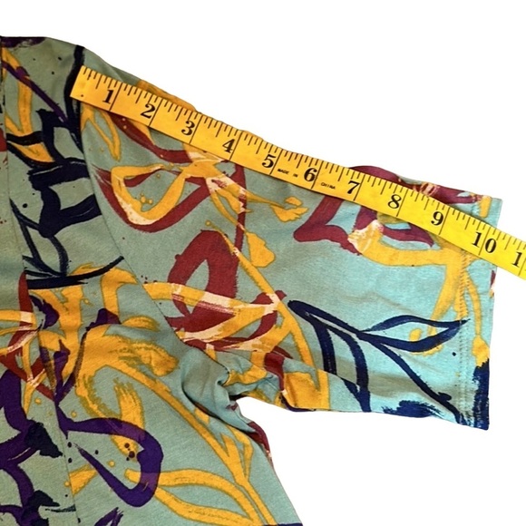 LOGO Lori Goldstein Green & Floral Jersey Knit Midi/ Maxi Dress Sz Sm Art 2 Wear - Picture 7 of 13